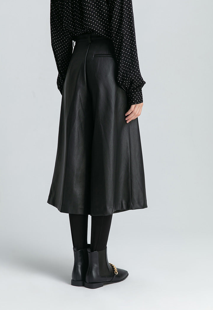 Faux Leather Wide Leg Culottes