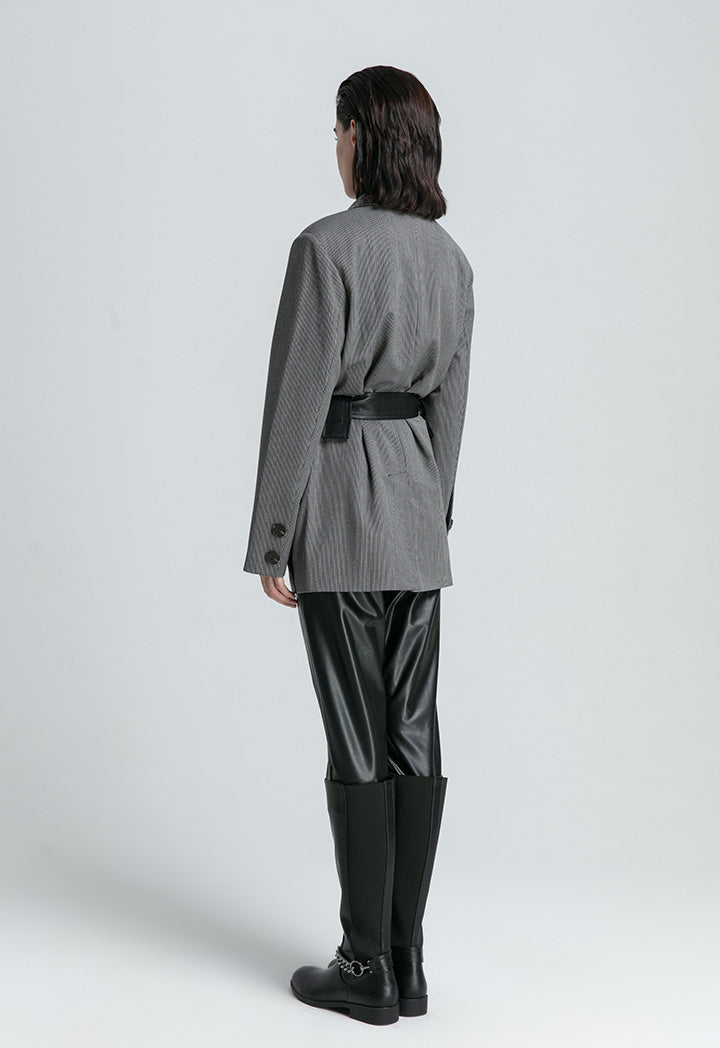 PU Blocks Striped Outerwear