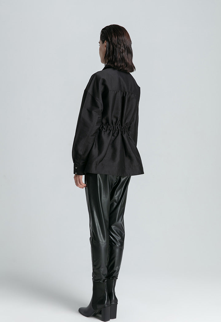 Elasticated Waist Solid Outer Jacket