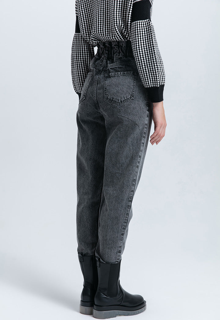 Solid Semi Baggy Denim Pants