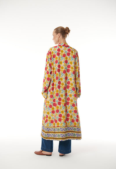 Colorful Flower All Over Patterned Open Abaya