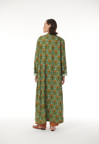 Flower and Leaf Printed Maxi Open Abaya