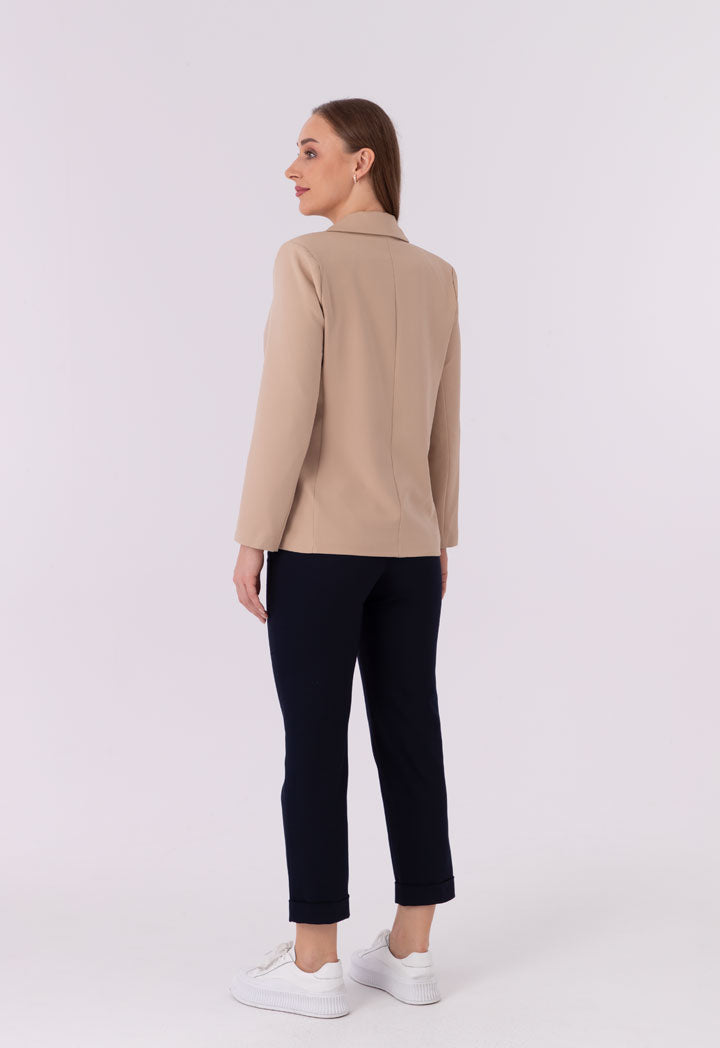 Classic Woven Double Breasted Solid Blazer