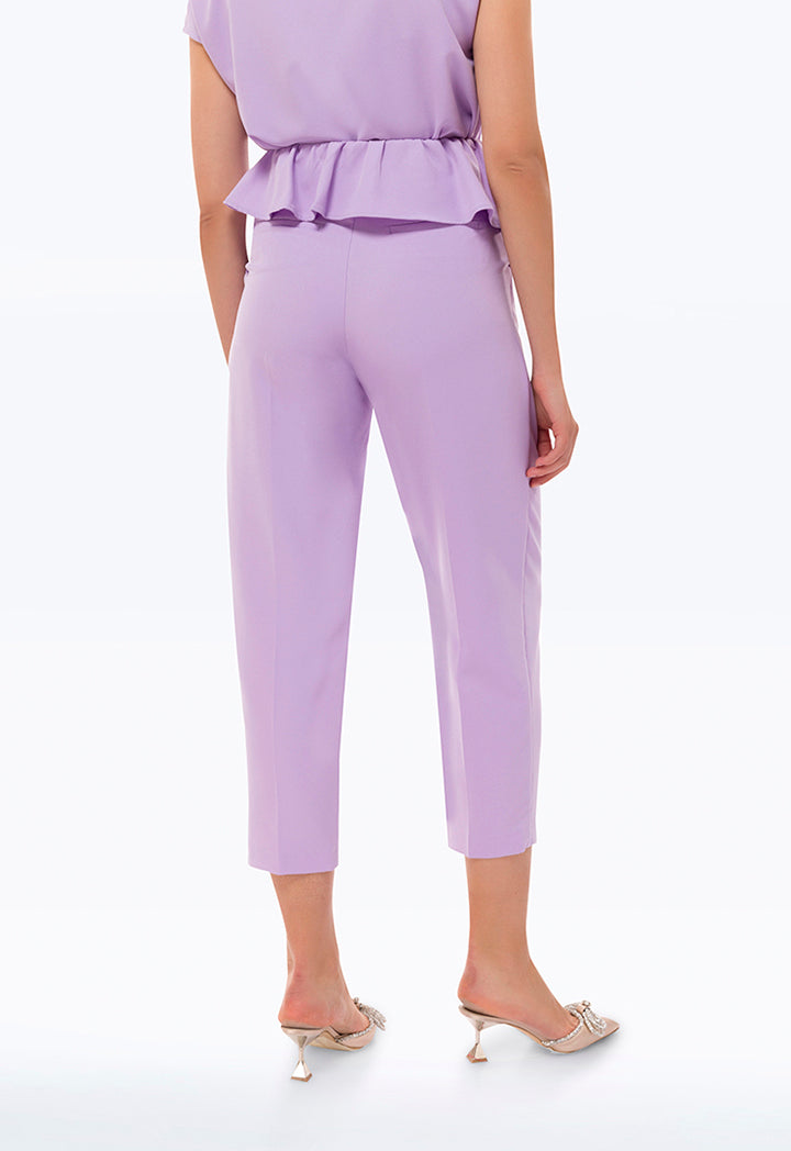 Circular Flap Waist Solid Trouser