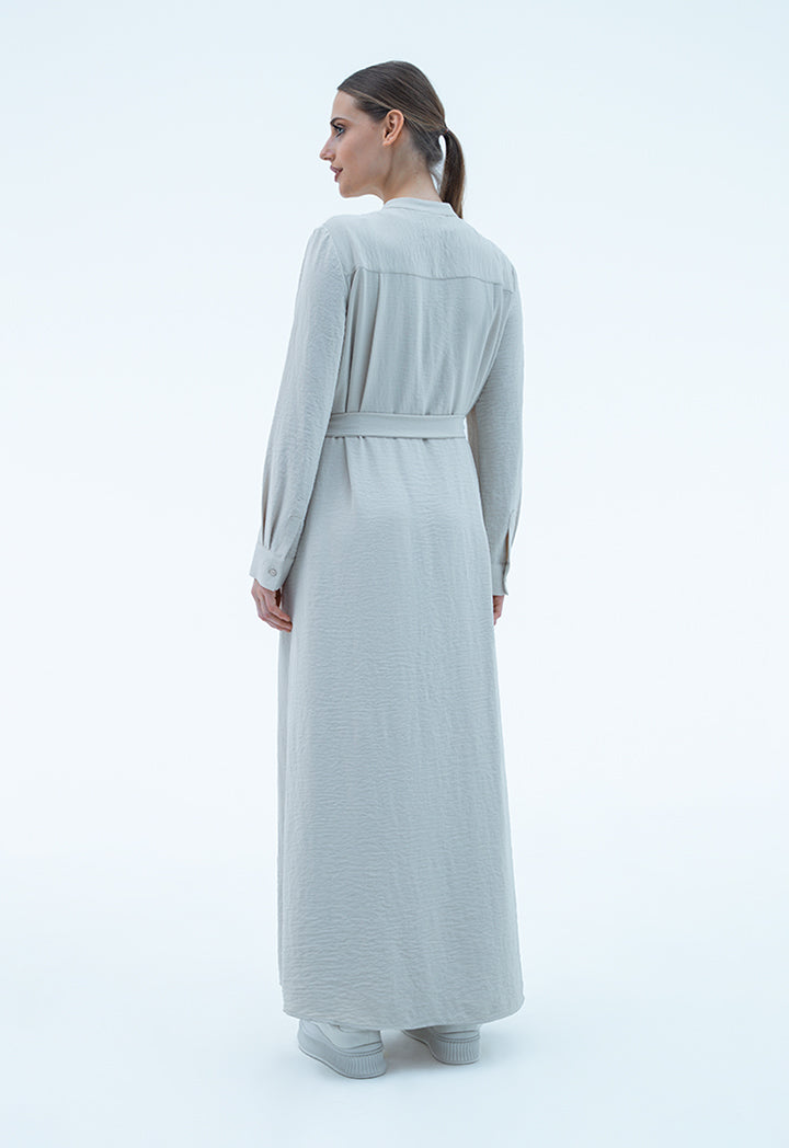 Maxi Shirt Dress With Self-Fabric Belt