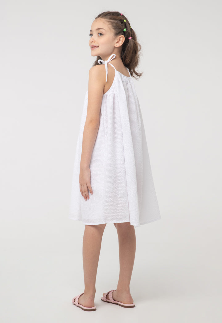 Textured Stripes Frill Trim Puff Shrug And Dress Sets
