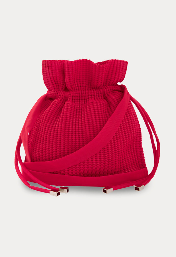 Textured Drawstring Pouch Bag