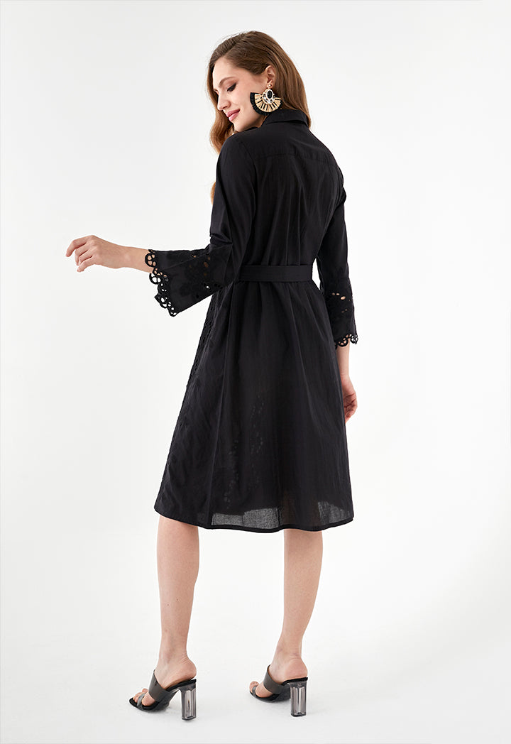 Schiffli Pattern Shirt Dress