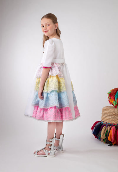 Jacquard Lurex Side Tiered Dress
