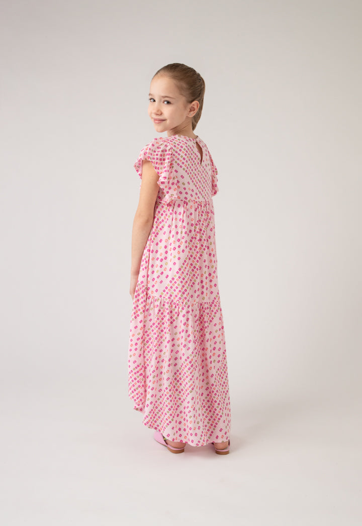 Print All Over Ruffle Sleeve Dress