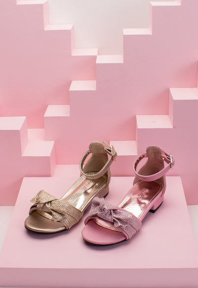 Shimmer Bow Open Toe Sandals