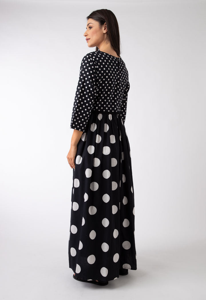 Laced Overlay Polka Skirt Dress