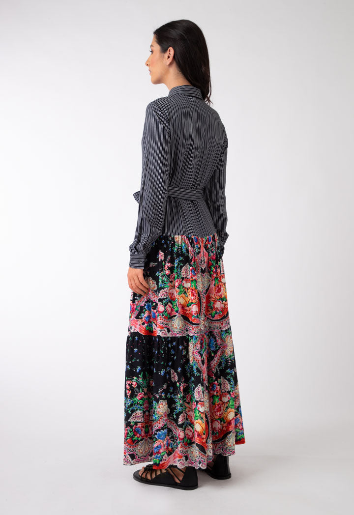 Stripe With Floral Print Dress