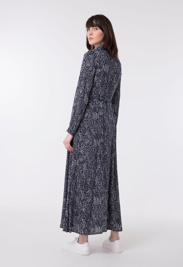 Polka Dot Print Maxi Shirt Dress