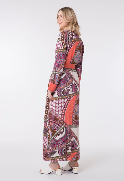 Printed Contrast Edge Maxi Outerwear