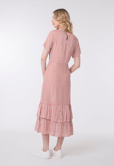 Striped Layered Ruffle Hem Dress