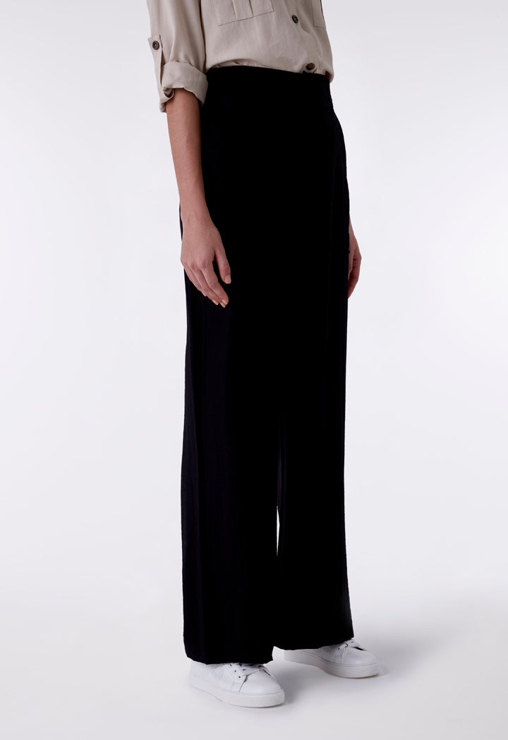 Side Tab Wide Leg Trouser
