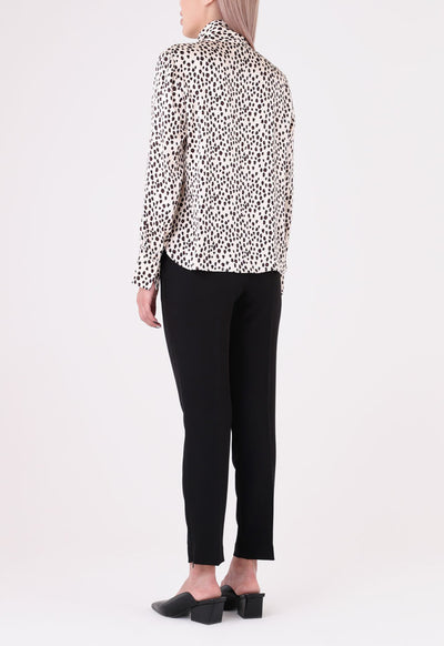 Leopard Print Tie Neck Shirt