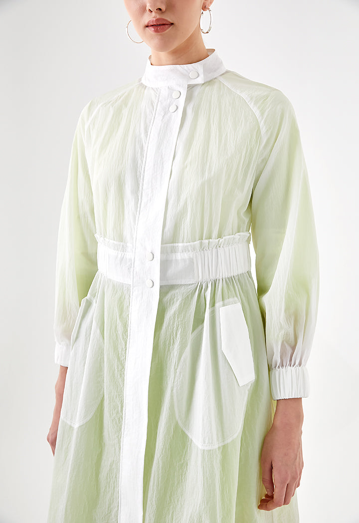 White Crinkle Long Outerwear