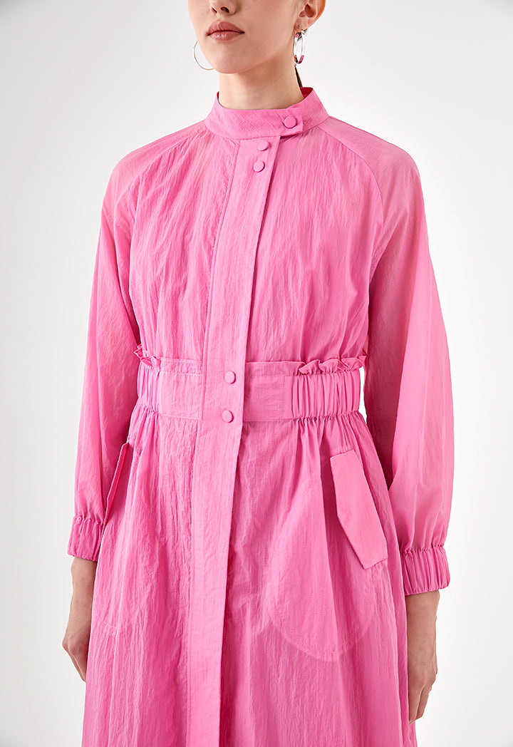 Pink Crinkle Long Outerwear