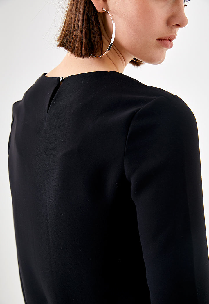 Plain Long Sleeve Crop Top With Inner