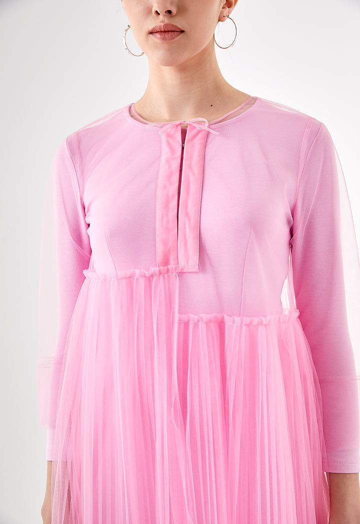 Mesh Tulle Pleated Outer Dress