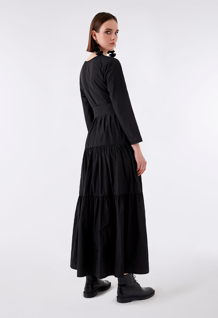 Black Layered Stitch Maxi Dress