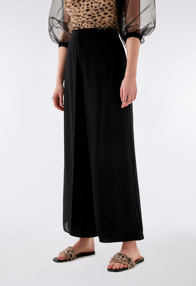 Sheer Overlay Wide Leg Trouser