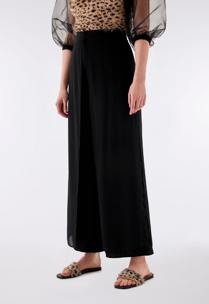 Sheer Overlay Wide Leg Trouser
