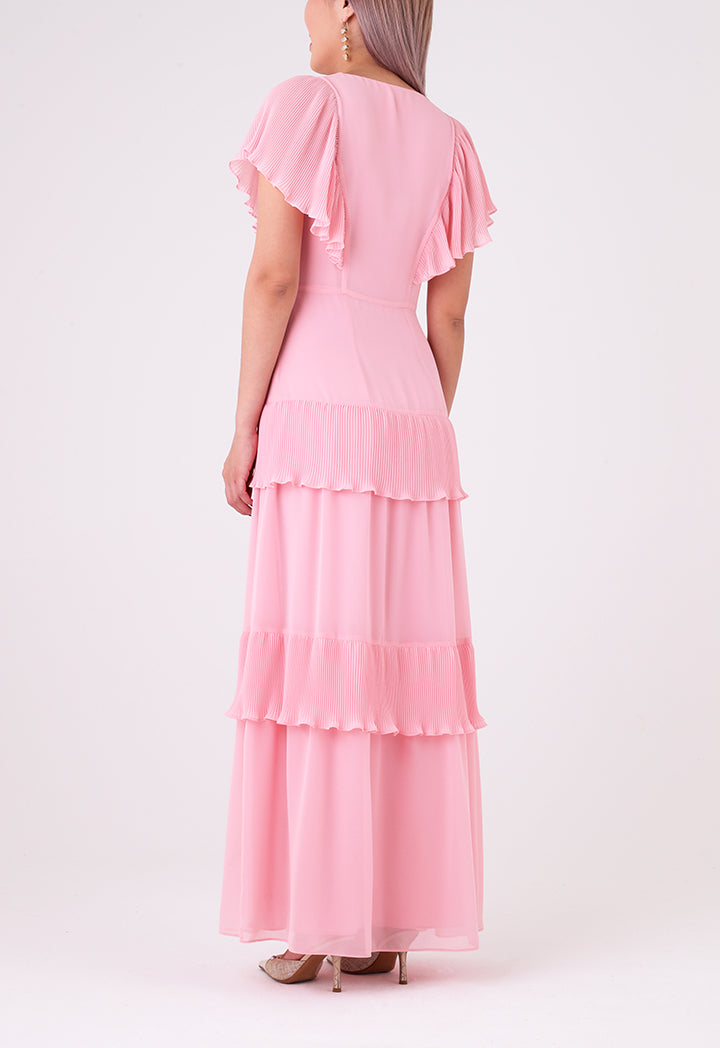 Electric Pleated Trim Dress