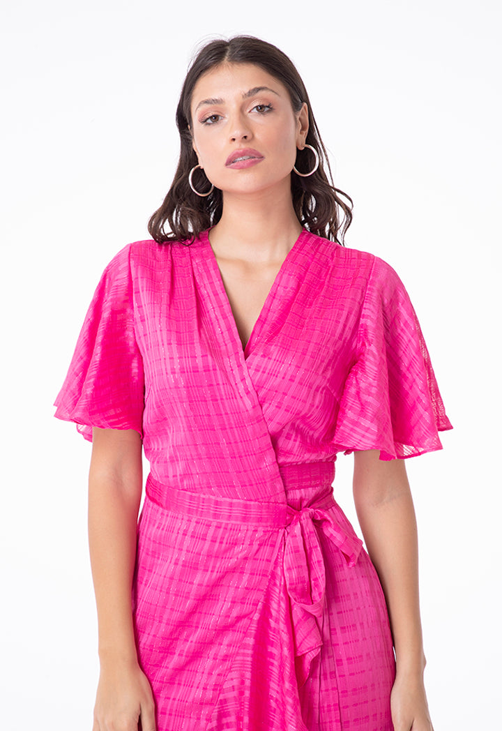 Lurex Stripe Wrap Dress
