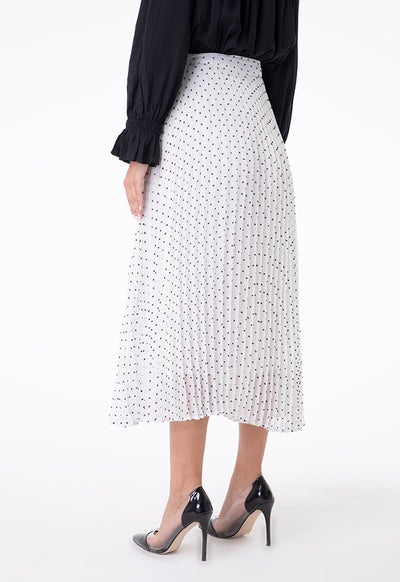 Dotted Pleated Skirt