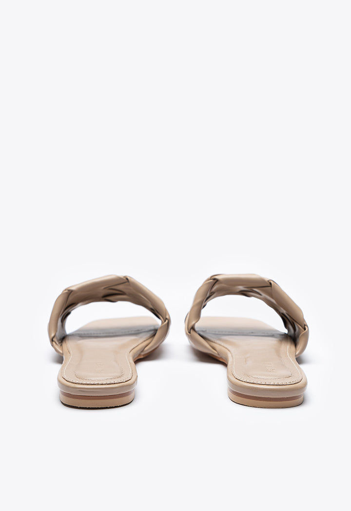 Single Woven Band Flat Slide Sandals