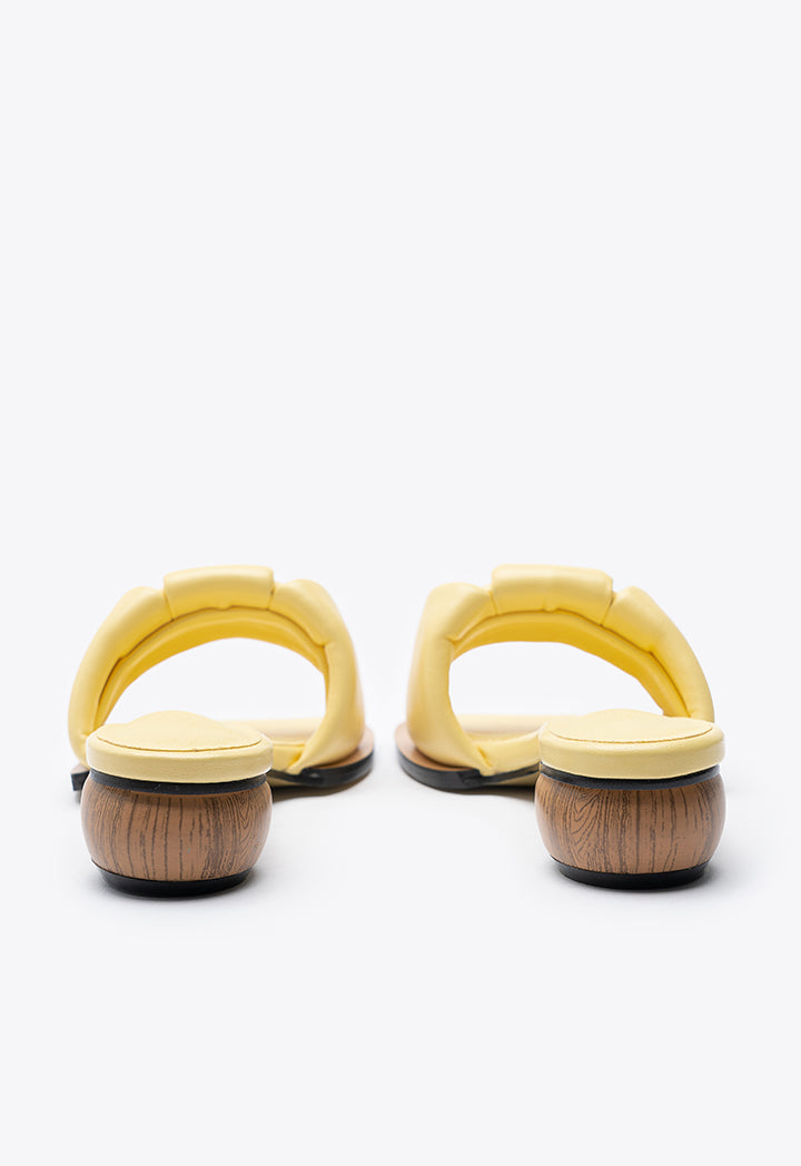 Wide Puffy Padded Band Open Toe Slide Sandals