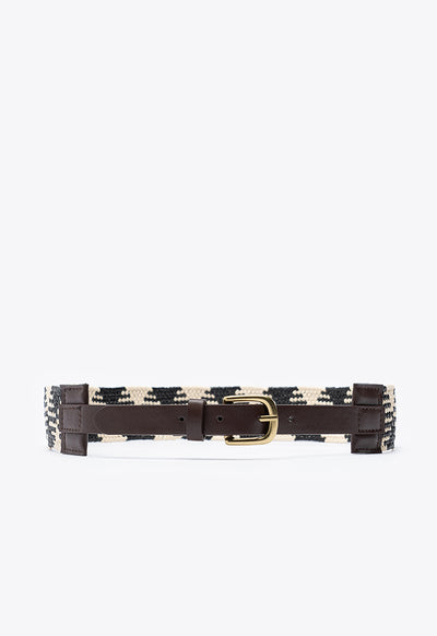 Glossy Raffia Elastic Belt