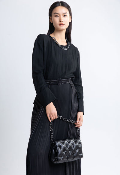 Chain Neck Solid Blouse