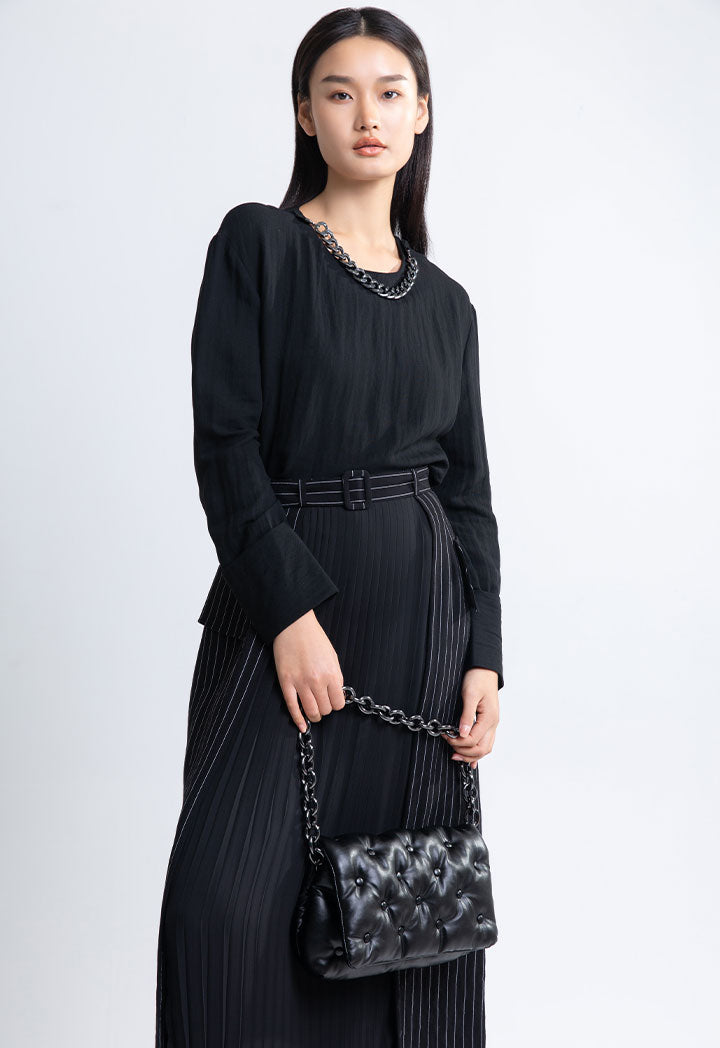 Chain Neck Solid Blouse