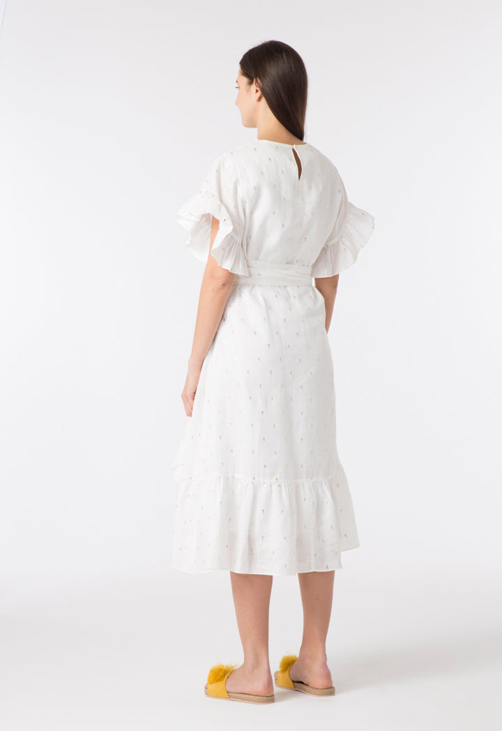 Printed Overlap Linen Dress