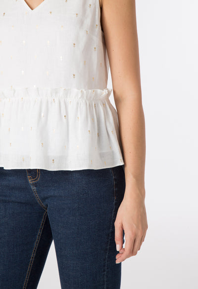 Printed Linen Sleeveless Top