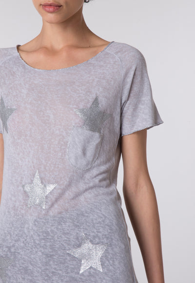 Star Print Slub T-Shirt