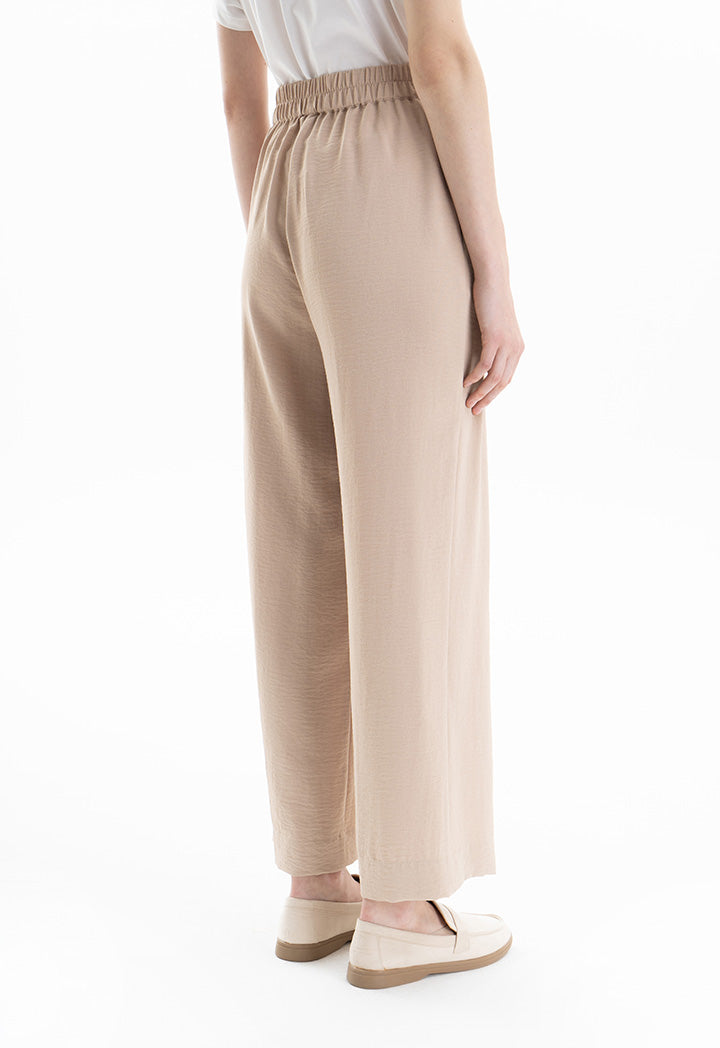 High Rise Textured Straight Leg Trouser