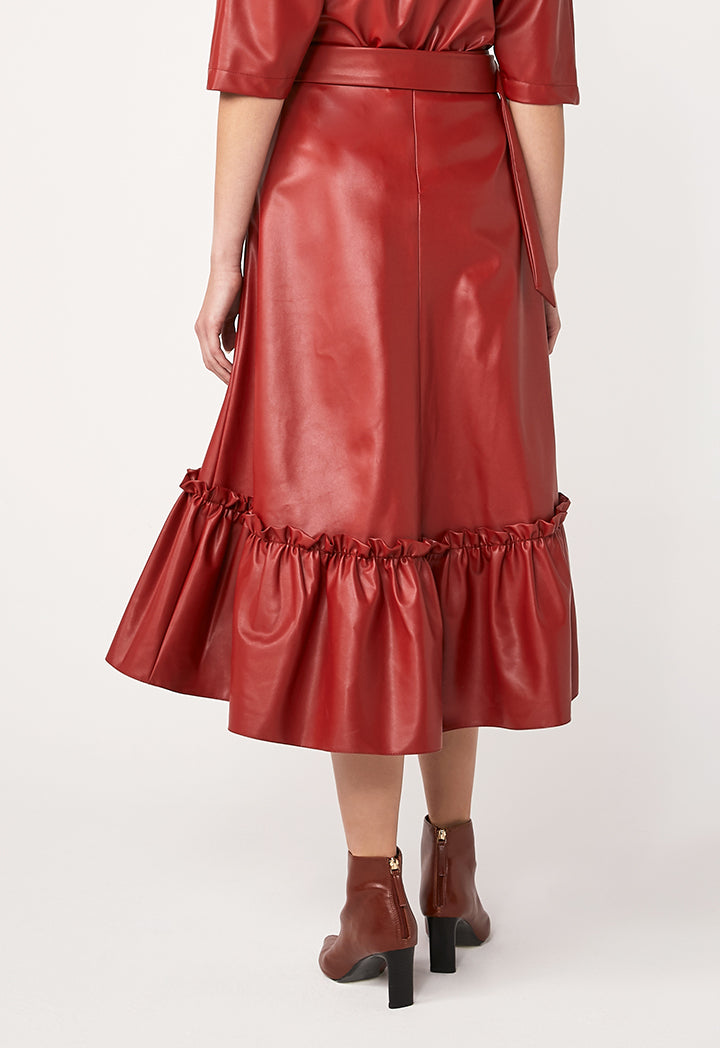 Faux Leather Solid Skirt