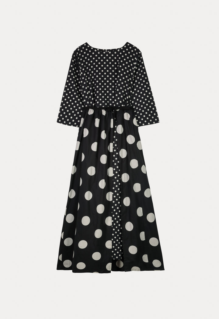 Laced Overlay Polka Skirt Dress