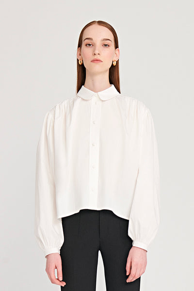 Peter Pan Collar Solid Poplin Shirt