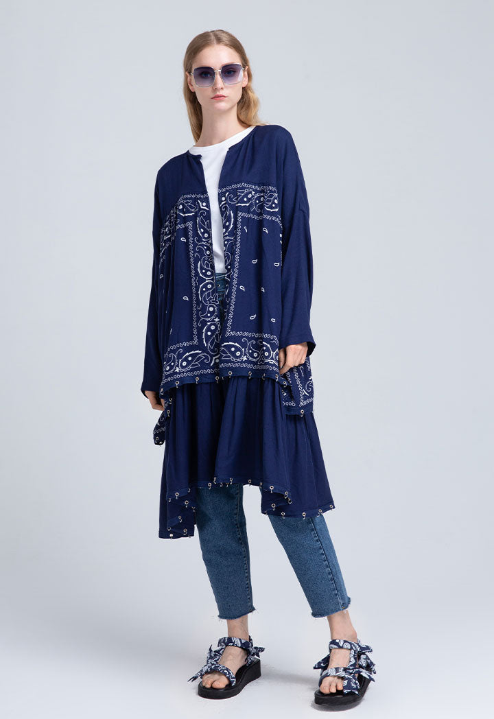 Allover Printed High Low Outerwear