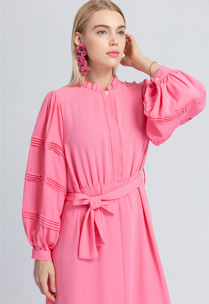 Single Color Pin Tucked Dress