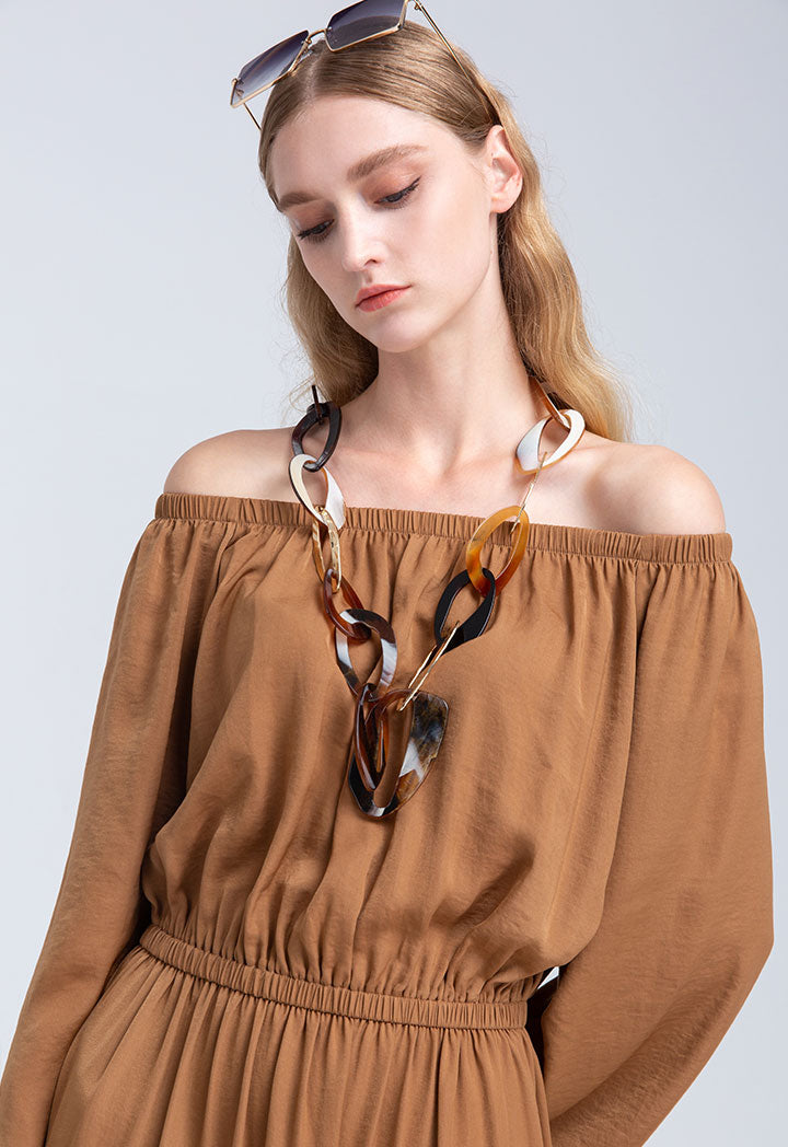 Off Shoulder Solid Maxi  Dress