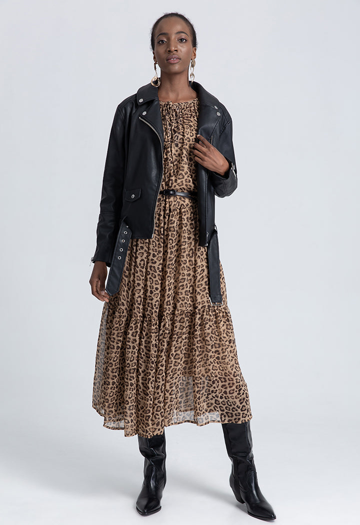Leopard Print Tiered Dress