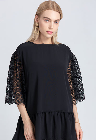 Solid Net Sleeve Top