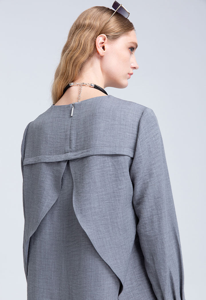 High Low Draped Lapel Blouse